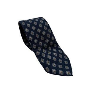 Canali Wool Silk Blend Neck Tie Geometric Blue